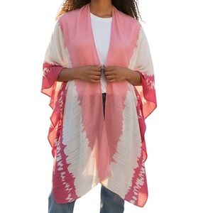 Breezy Lane Pink & White Abstract
Kimono Cover Up One Size 100%
Viscose NWT